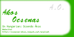 akos ocsenas business card